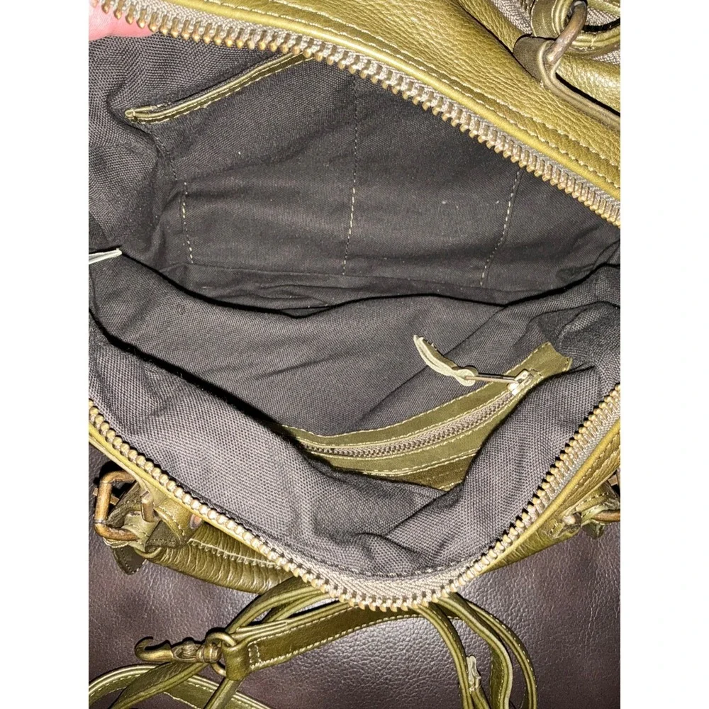 Wanderers Travel Co Venetian Leather Satchel Bag Olive Green Crossbody Boho